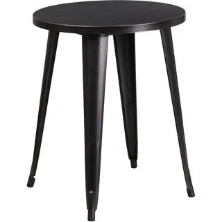 Flash Furniture 61 cm rund Metall Indoor-Outdoor Tisch, Metall, Black/Antique Gold, 71.12 x 63.5 x 12.7 cm