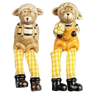 Ideen mit Herz Deko-Figuren mit Schlenkerbeinen | Frühling & Ostern | Kantensitzer | Kantenhocker | 18 cm (Schafe 2)