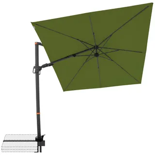 Doppler Ampelschirm , Grün , Metall, Textil , 210x210 cm , 360° drehbar, höhenverstellbar, stabile Strebegelenke, UV-beständig, wetterbeständig , Sonnenschutz, Sonnenschirme
