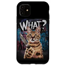 Hülle für iPhone 11 Halloween Katze Messer Design Witzige Tier Katzen