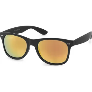 styleBREAKER Uni Nerd Sonnenbrille mit verspiegelten oder getönten Gläsern, klassisches Retro Design 09020039 - Schwarz