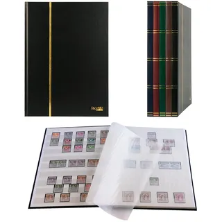 Prophila Collection 16 weiße Seiten A4 Briefmarken-Einsteckbuch schwarz