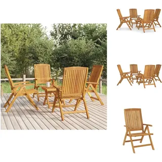 vidaXL 5-tlg. Garten-Lounge-Set Massivholz Teak - Gartenmöbel-Sets - Braun