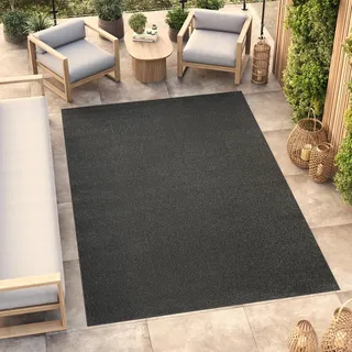 TAPISO Mono Teppich Kurzflor Schwarz Einfarbig Outdoor Indoor 180 x 250 cm | UV-beständig Einfarbig Wohnzimmer Schlafzimmer Kinderzimmer Modern Design OEKO-TEX