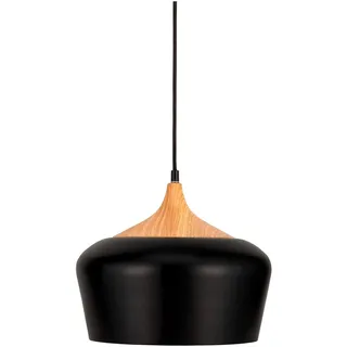 Pauleen 48146 Pure Delight Pendeleuchte in Schwarz Pendellampe mit Holzoptik skandinavisches Design Lampe max40W E27 Schwarz 230V Metall