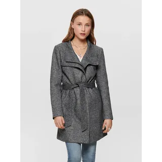 Kurzmantel ONLY "ONLELLI LIGHT COAT CS OTW", Damen, Gr. S, grau (dunkelgrau melange), Web, Obermaterial: 85% Polyester, 15% Baumwolle, unifarben, regular fit, Mäntel Kurzmantel