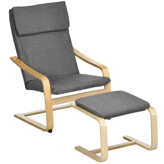 Homcom Relaxsessel mit Hocker Polyester 78 x 98 x 67 cm Grau