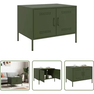 The Living Store Couchtisch Olivgrün 68x50x50,5 cm Kaltgewalzter Stahl - Grün