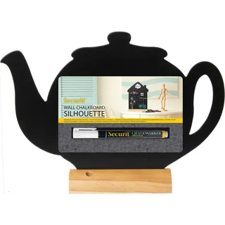 Securit FBT- Teapot Kreidetafel maximal 25 x 33 cm | Kreidemarker enthalten - Lackierte Holzbasis - Beidseitig beschreibbar