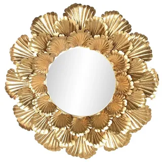home esprit Goldener Wandspiegel aus Metall, Pflanzenblatt, 76,5 x 8 x 76,5 cm