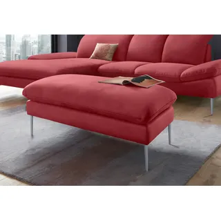 Hocker W.SCHILLIG "enjoy&MORE", rot (ruby rot z59), B:106cm H:45cm T:71cm, Chenille-Flachgewebe R66 (85% Polyester, 15% Nylon);Longlife Xtra-Leder Z59: Glattleder mit modischer Prägung. Hautstärke 0, 9 - 1, 1 mm;Stoff S37 (100% Polyester), Hocker, Hocker, Füße silber matt, Breite 106 cm