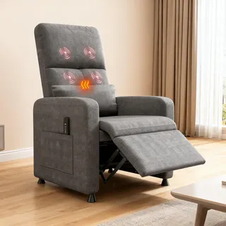 GarveeHome Elektrischer Fernsehsessel mit Massage, Heizung & Fußstütze