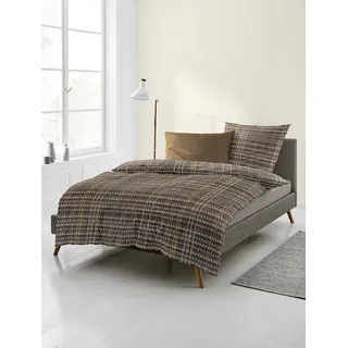 BIERBAUM Bettwäsche 4143, Fein-Biber, Designed in Germany, Braun 80, 155x220 % 80x80 cm, Komfortgröße