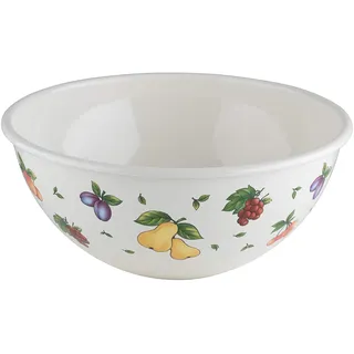 Riess, 0465-068, Obst- und Salatschüssel 26 4,00 L, COUNTRY - FRUIT GARDEN, Durchmesser 26 cm, Höhe 12 cm, Inhalt 4,00 Liter, Emaille, weiß mit Fruchtdekor, Induktion