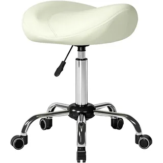 Homcom Rollhocker PU Cremeweiß