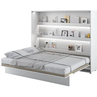 Furniture24 Schrankbett Bed Concept, Wandklappbett mit Lattenrost, V-Bett, Wandbett Bettschrank Schrank mit integriertem Klappbett Funktionsbett BC-14, 160 x 200 cm, Weiß/Weiß, Horizontal - Weiß