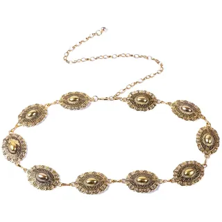 Damen Concho Kettengürtel taillenkette,Gold Taillenkette,Western Concho Gürtel aus Metall,Verstellbare Boho Taillenkette Country Konzert Outfit für Kleid