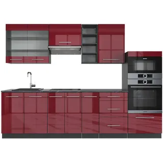 Vicco Küchenzeile Fame-Line 280 cm Bordeaux Hochglanz/Anthrazit