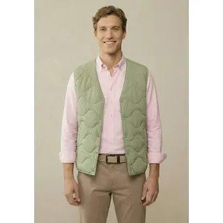 Steppweste FYNCH-HATTON, Herren, Gr. 3XL, grün (light khaki), Web, Obermaterial: 100% Polyamid, unifarben, normal hüftbedeckend, V-Ausschnitt, Westen Steppweste, mit V-Ausschnitt, mit Druckknöpfen, normale Passform