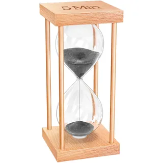 OMCCHK Sanduhr 5 Minuten, Holz Sanduhr mit Schwarzemsand, Dekoartikel Sanduhren Timer für Eieruhr Lustig, Kochzeit, Yoga, Meditation, Dekoration für Büro, Schreibtisch, Wohnzimmer, Jubiläumsgeschenke