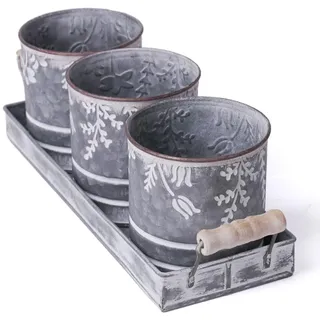 SEINHIJO 3pcs Metall Blumentöpfe Pflanzen Blume Geschenk Skulptur Modern Dekor Arts 36cm