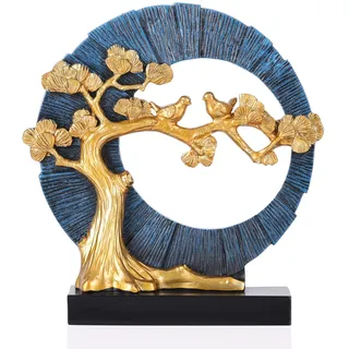 DOVDOV Vogel-Skulptur Ornament Goldene Heimdekoration Skulptur Vogel Harz Skulptur Heimdekoration Blau Gold Wohnzimmer Dekoration Veranda Skulptur