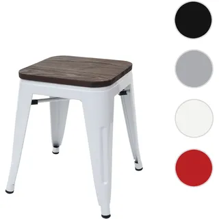 Hocker HWC-A73 inkl. Holz-Sitzfläche, Metallhocker Sitzhocker, Metall Industriedesign stapelbar ~ we