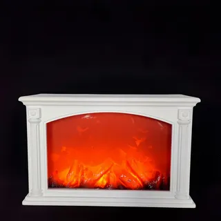 Simulierte LED Kamin Laterne USB & Akku betrieben Flammenloses Licht mit Emulation Flamme Tisch Dekorative Lampe Kupfer Kamin Ornament für gemütliche Heimdekor Freistehende elektrische Holzberner