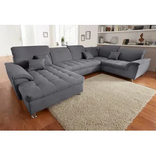 DOMO collection Wohnlandschaft Polyester 3-Sitzer Dunkelgrau
