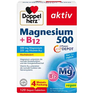 Queisser Pharma DOPPELHERZ Magnesium 500 + B12 Tabletten 120 St.