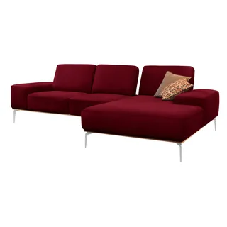 W.Schillig Ecksofa »run, Designsofa mit tollem Sitzkomfort, L-Form« mit elegantem Holzsockel, Füße in Chrom glänzend, Breite 279 cm, rot