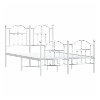 vidaXL Bettgestell mit Kopf- und Fußteil Metall Weiß 120x200 cm