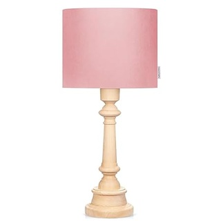 Lamps & Company Nachttischlampe Kinder, Tischlampe rosa Lampenschirm Samt, ideal für Kinderzimmer Mädchen Teenager und Baby, skandinavische Deko, passt als Schreibtischlampe, Höhe 55 cm