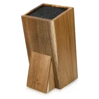 Navaris Messerblock 48460.01.2, Akazienholz braun, 10,5 x 25 cm, Borsteneinsatz