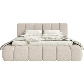 FEDVE Polsterbett Goa aus Chenille-Stoff 180x200 cm, Creme - milchig