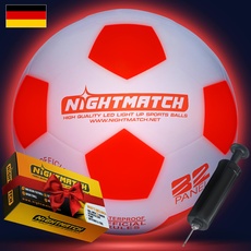 NIGHTMATCH Offizielle Größe 5 Wasserdicht LED Leuchtfußball - Leuchtender Fußball für Nachtspiele, Kinder, Erwachsene - Komplettset mit Pumpe & Extra Batterien