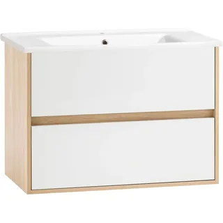 Schildmeyer »Mali, Breite 85 cm« Holzdekor mit fühlbarer Struktur, Keramikbecken,