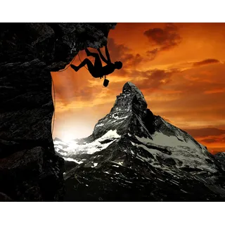 Papermoon »GEBIRGE-SEE-BERGE WALD HIMMEL MATTERHORN BERGSTEIGER«, bunt,