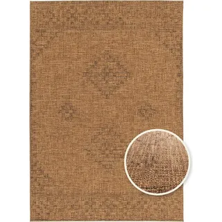 Primaflor In- & Outdoorteppich ROY - Antik - 120x170cm - Brauner Lounge-Teppich für Balkon & Terrasse - Flachgewebter Wohnteppich ideal als Terrassenteppich & Balkonteppich - Braun