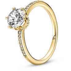 Bild von SHINE Ring "funkelnde Krone" gelbvergoldet, Zirkonia 168289C01 54