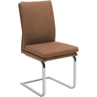 Novel Schwingstuhl , Chromfarben, Hellbraun , Metall, Textil , Uni , U-Form , 47x100x64 cm , Lederauswahl, Stoffauswahl , Esszimmer, Stühle, Schwingstühle