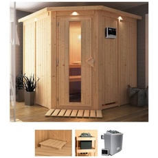 Bild von Sauna »Jarla«, (Set), 9-kW-Ofen mit externer Steuerung, beige