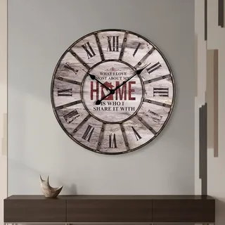 Dekouhr+ Metallrahmen und Metallzeigern im Vintage Desing Wanduhr Bahnhofsuhr Uh - Beige