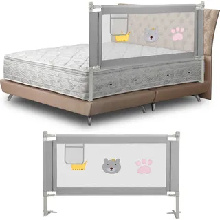 Jopassy Bettgitter Kinder Bettschutzgitter Höhenverstellbar 180cm Rausfallschutz Bett für Kinder, Kinderbettgitter mit luftiges Netz, für Familienbett und Kinderbett - Grau