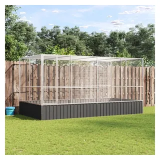 vidaXL Voliere mit Erweiterung Silbern 418x207x212 cm Stahl