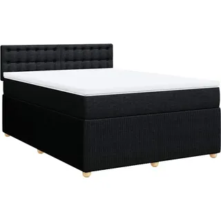 vidaXL Boxspringbett mit Matratze Schwarz 140x190 cm Stoff - Schwarz