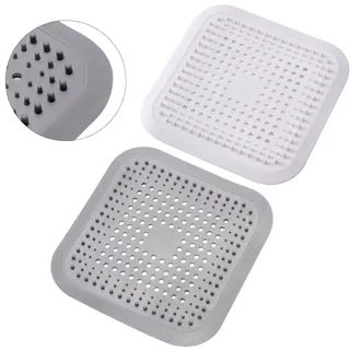 alyvisun 2Pcs Silikon Abflusssieb mit Saugnapf, Haarfänger Dusche Abfluss Abdeckung, Duschablauf Haarsieb für Waschbecken, Badezimmer, Badewanne, Küche (Grau/Weiß)