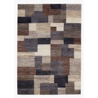 OCI DIE TEPPICHMARKE Wollteppich "ELEGANT NEW LIMA" rechteckig 13 mm Höhe reine Wolle, Nepal Orientteppich, handgeknüpft, anthrazit, braun