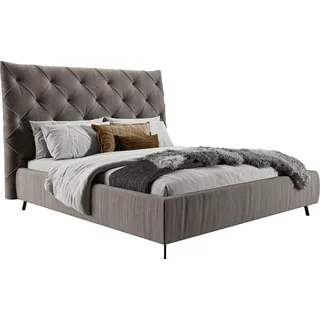 Home affaire Polsterbett »Maxime, in 4 Breiten bis 200cm, auch in Leder« Kopfteilhöhe 143 cm, belastbar bis 280 kg, auch in Überlänge 220cm, grau