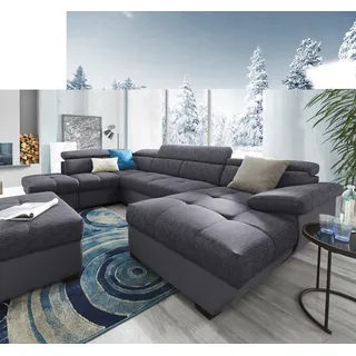 Cotta Wohnlandschaft »Speedway U-Form« mit Kopfteilverstellung, wahlweise mit Bettfunktion / Bettkasten, schwarz,